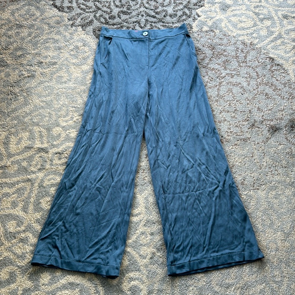 Max & Co. Wide Leg Satin Trousers Blue 32